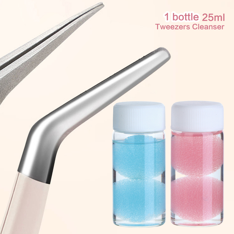 Lash Extension Tweezers - แหนบขนตาทําความสะอาด Lash กาวอุปกรณ์ขยายทําความสะอาดฟองน้ําขนตากาว Remover Liquid แหนบทําความสะอาด