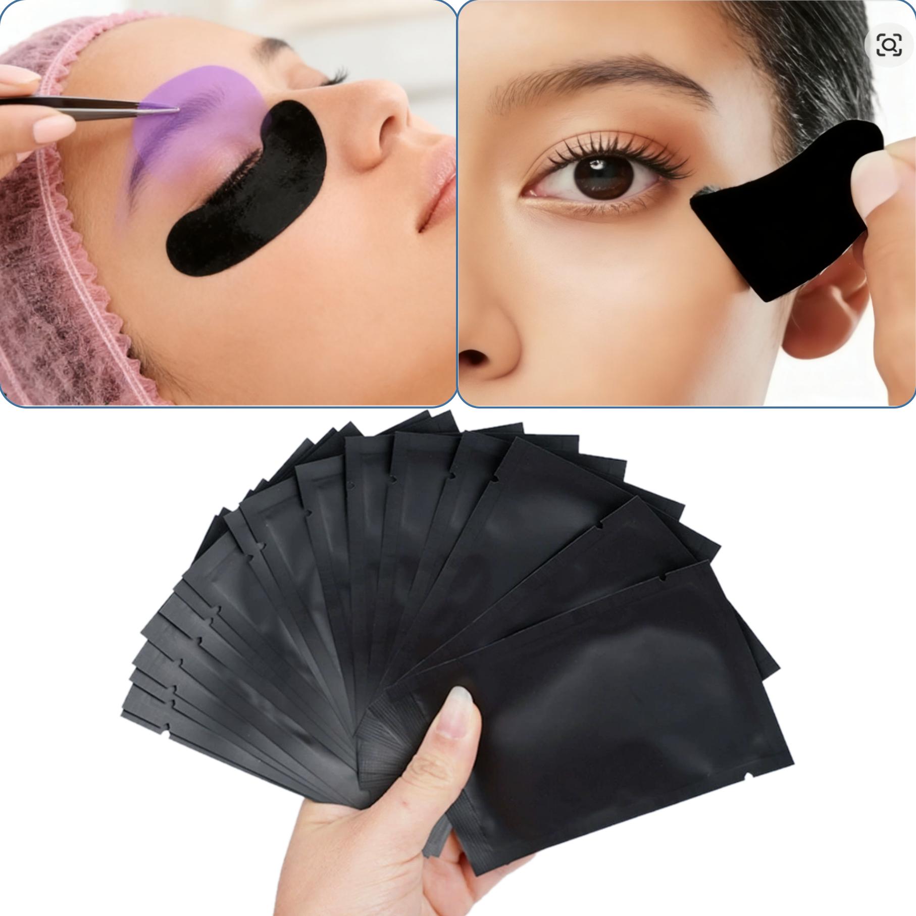 Eyelash Extension Uv - แผ่นแปะป้องกันรังสียูวีสีดำสำหรับต่อขนตา 25/50 คู่ แผ่นเจลไฮโดรเจล ป้องกันรังสียูวี สติ๊กเกอร์กระดาษ