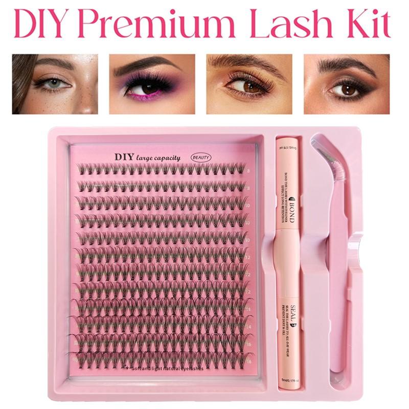 Lash Extension Tweezers - ชุดต่อขนตาแบบมิงค์ สำหรับขนตาหนาฟูเป็นช่อ พร้อมกาวติดขนตา แสตนด์ และแหนบ -