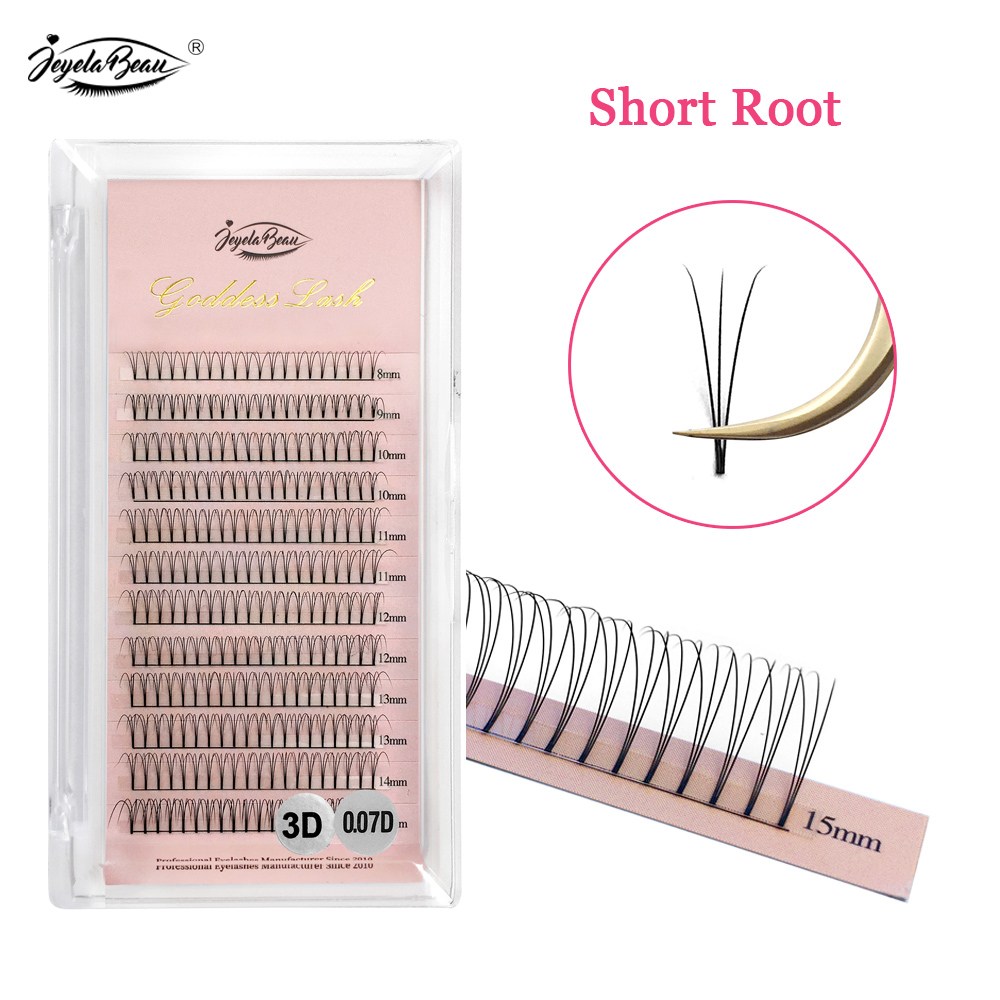 Eyelash Extension Russian Volume - เทพธิดา 3D Premade พัดลมขนตาสั้น Root W