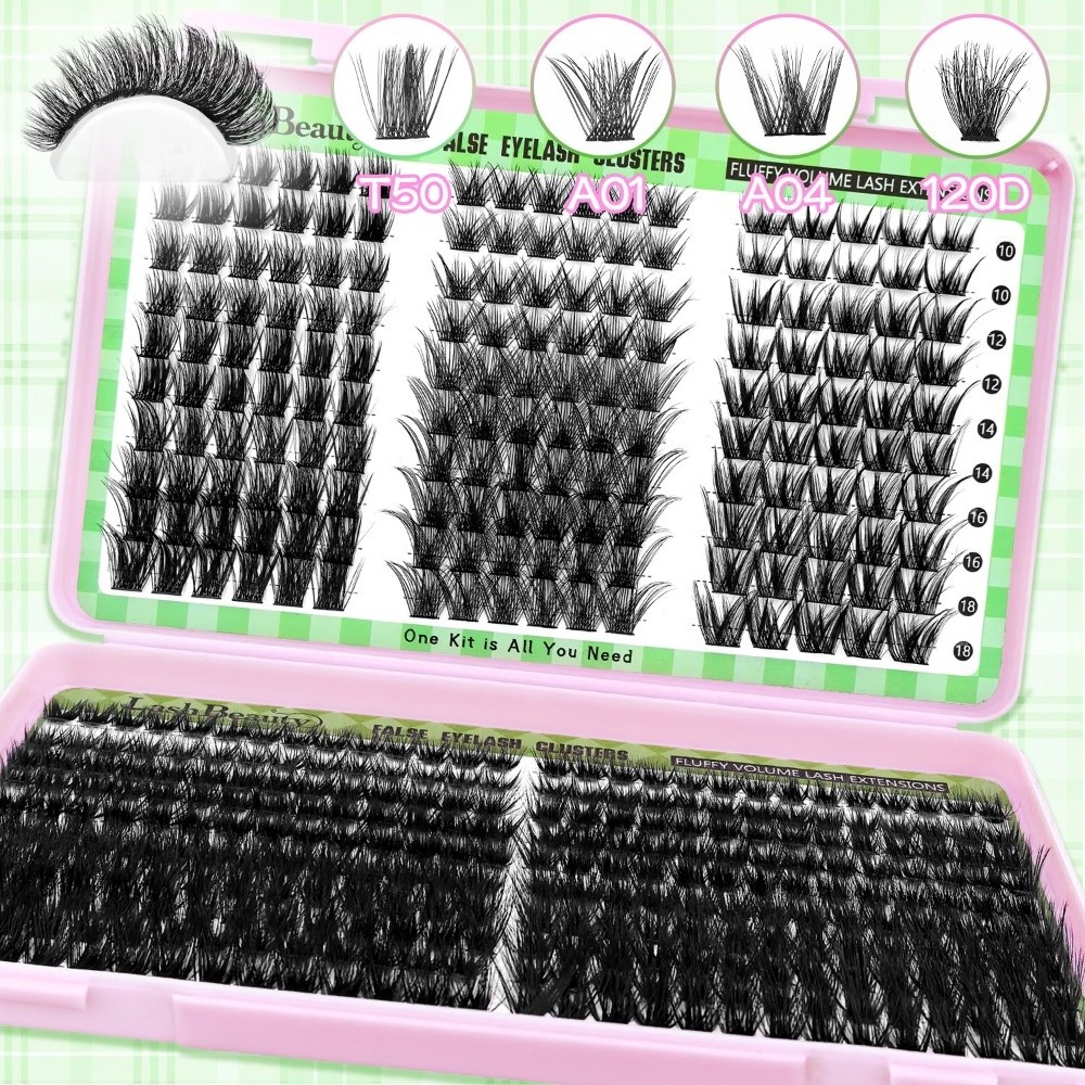 Eyelash Extension Look - ขนตาปลอมแบบธรรมชาติ ดีไซน์เป็นช่อแบบ Wispy ชุดต่อขนตา DIY พร้อมกาวและน้ำยาเคลือบขนตาปลอม