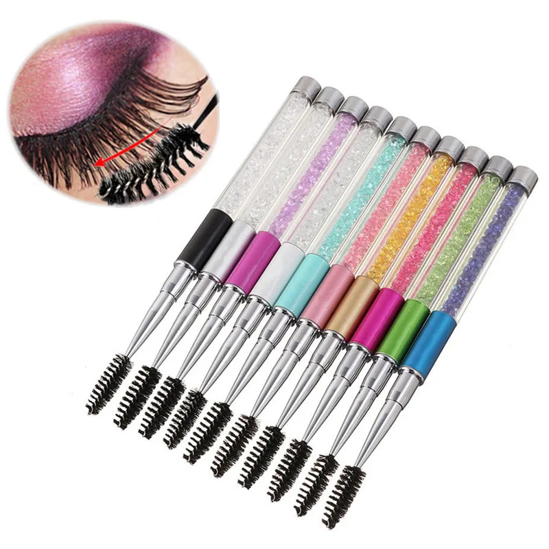 Eyelash Extension Vendor - แปรงขนตามาสคาร่าด้ามจับพลอยเทียมแปรงขนตามาสคาร่าแบบใช้ซ้ำได้แปรงขนตัวต่อขนตาอุปกรณ์แต่งขนตา
