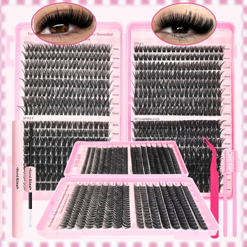 Eyelash Extension Last - 30/40/50/60/80/100D, หนา 9-16 มม. ชุดต่อขนตาแบบหนังสือ สีชมพู