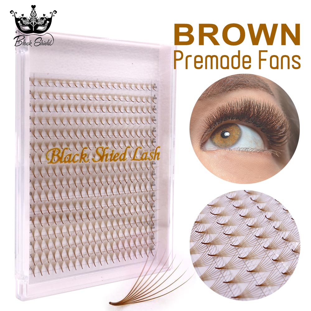 Eyelash Extension Russian Volume - ขนตาปลอมแบบพัดสำเร็จรูป 320 ชิ้น สีน้ำตาล ปลายแหลม 5D