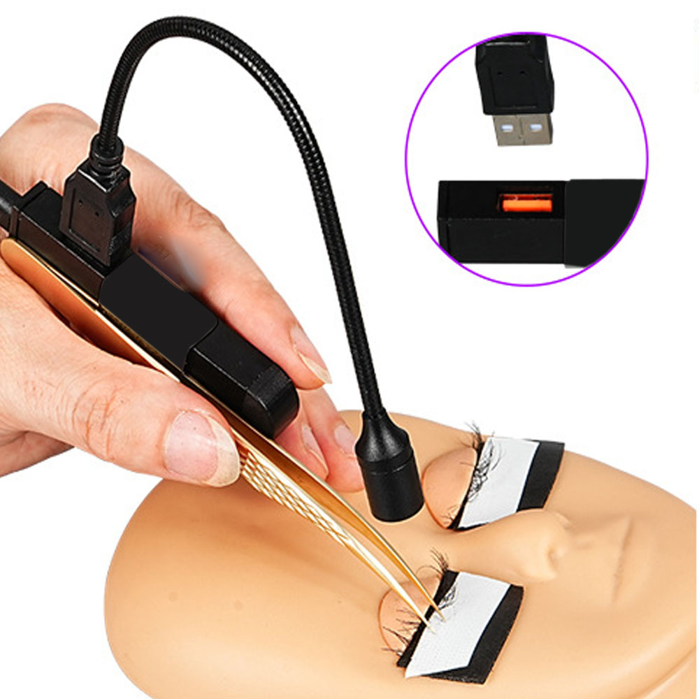Eyelash Extension Uv - หัวโคมไฟ USB แหนบมือถือสำหรับต่อขนตา โคมไฟยูวีสำหรับการติดกาวแห้งเร็ว พร้อมกาว 1/2