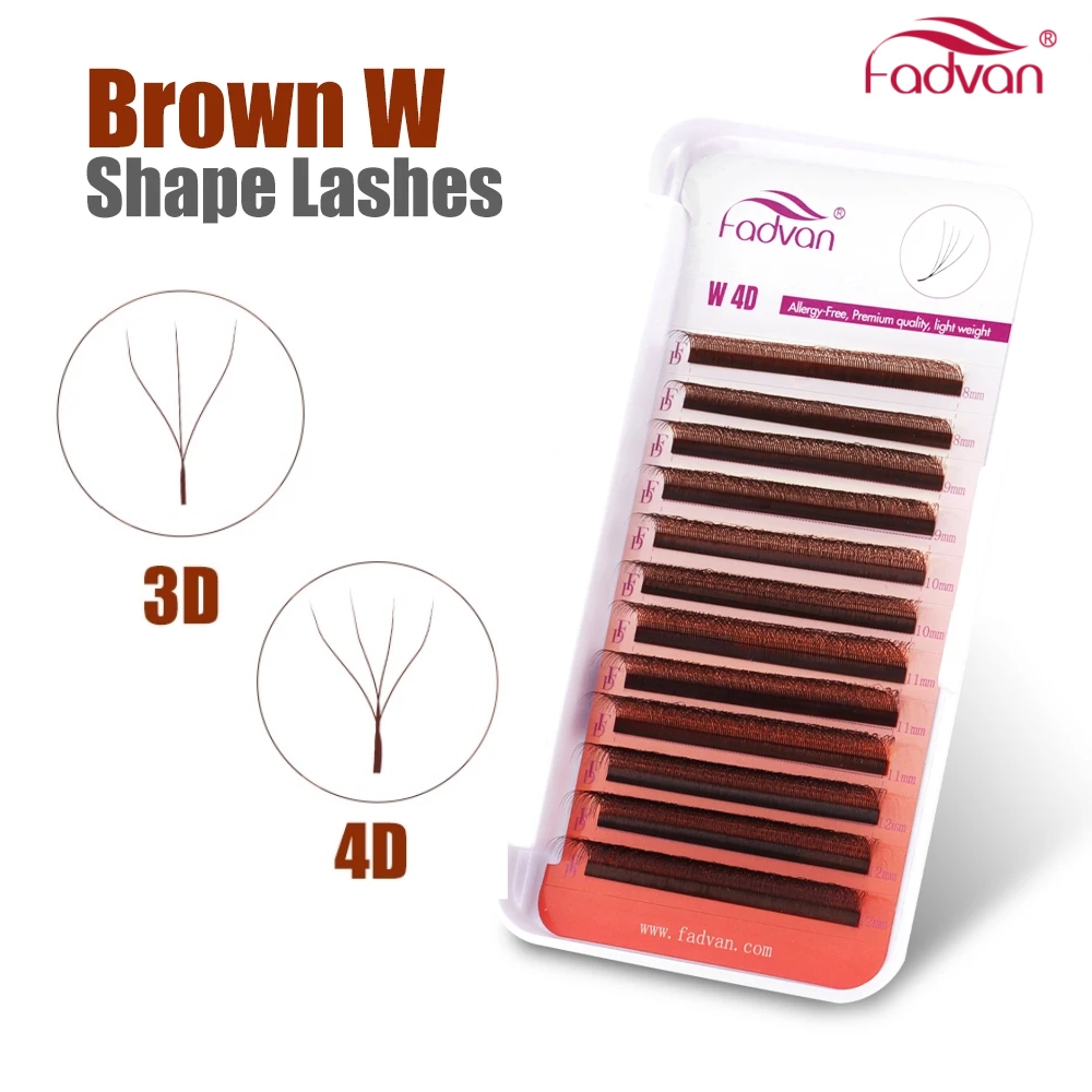 Eyelash Extension Last - FADVAN สีน้ําตาล 3D/4D W รูปร่าง D