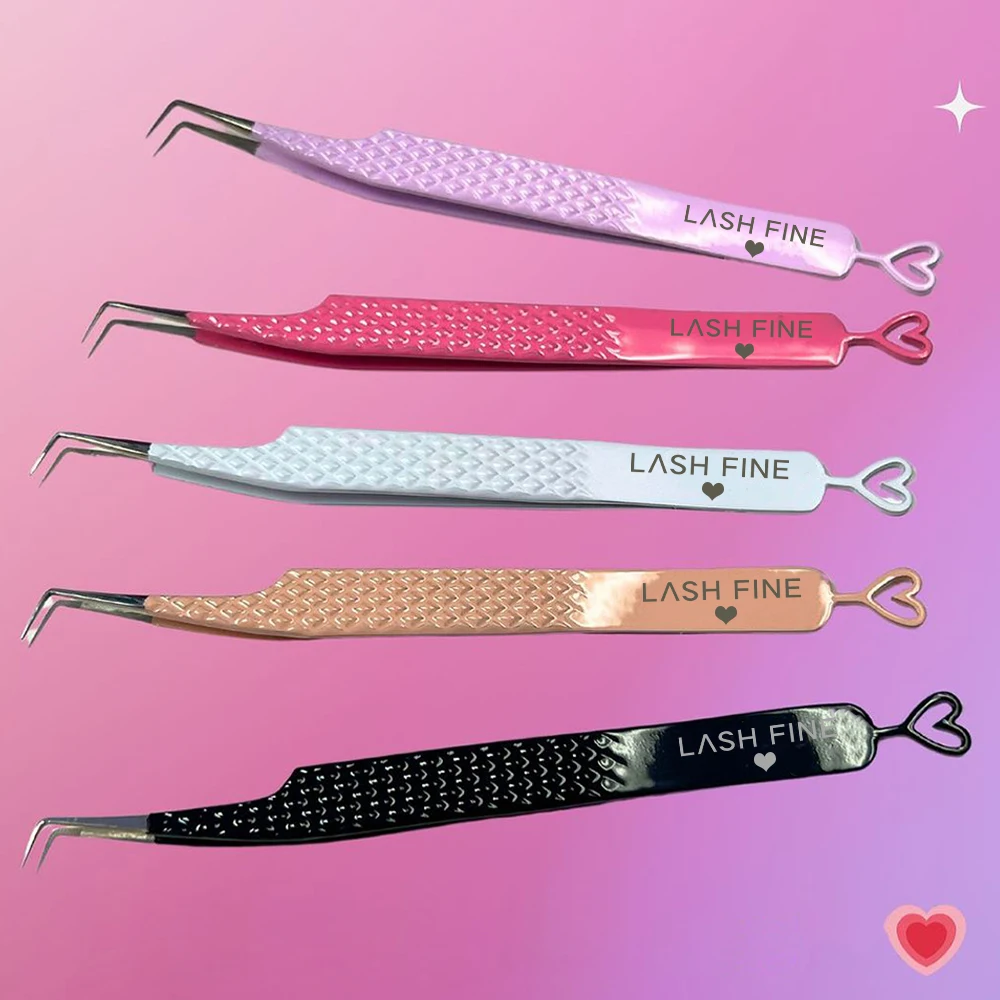 รูปหัวใจขนตาแหนบสแตนเลส Volume - Lash Extension Tweezers บทวิจารณ์และราคา