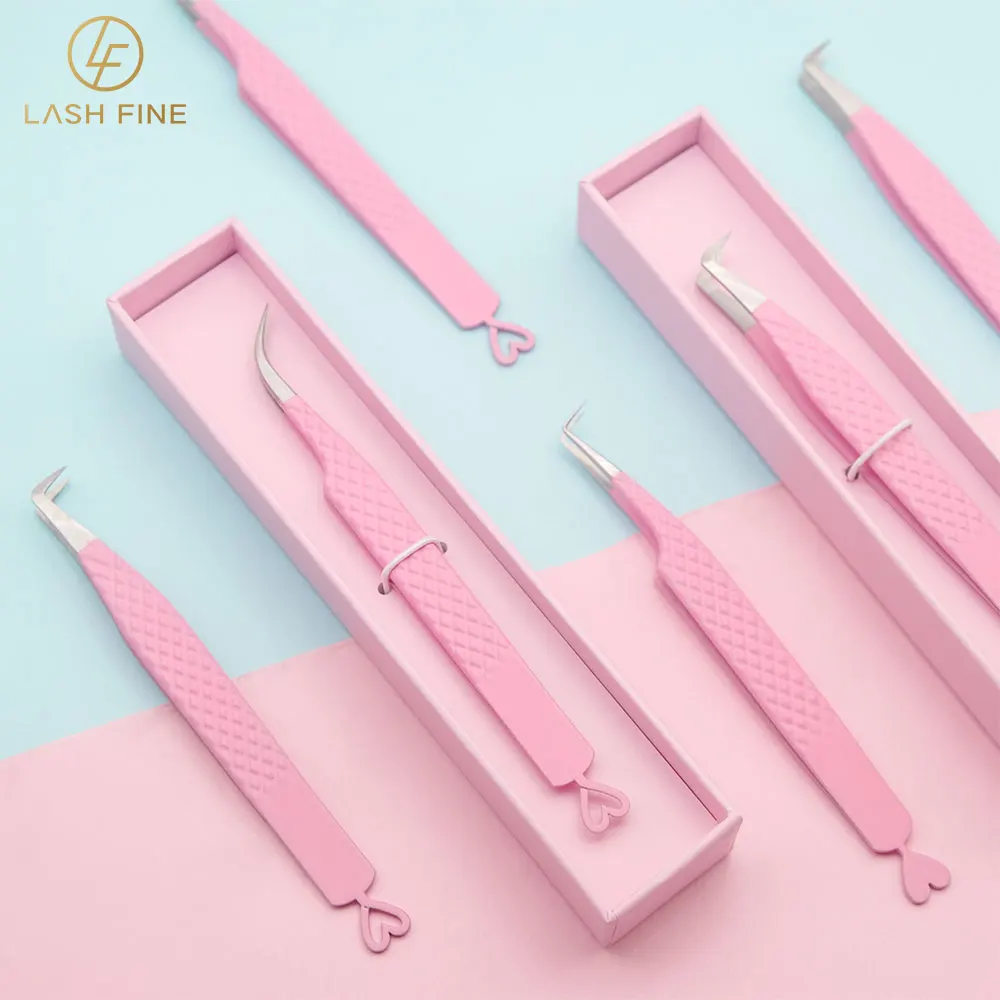 รูปหัวใจขนตาแหนบสแตนเลส Volume - Lash Extension Tweezers บทวิจารณ์และราคา