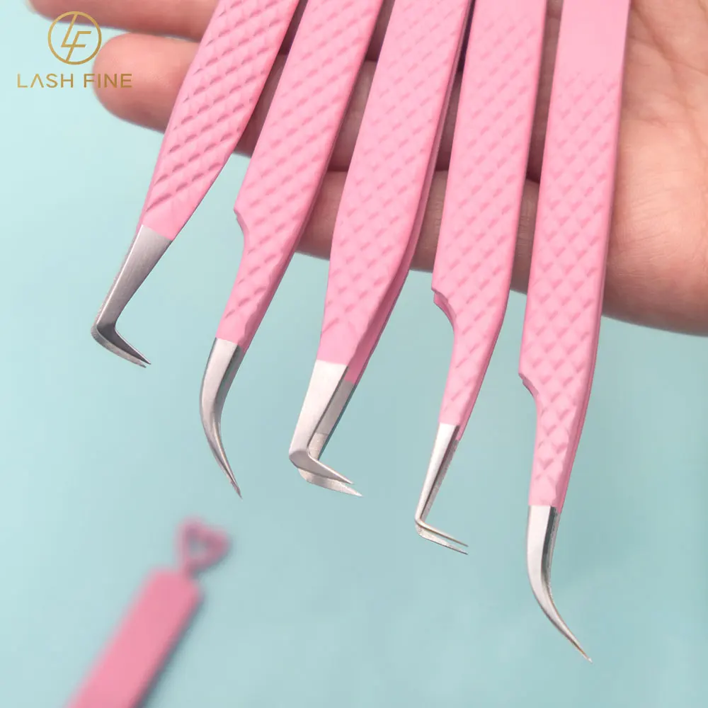 รูปหัวใจขนตาแหนบสแตนเลส Volume - Lash Extension Tweezers บทวิจารณ์และราคา