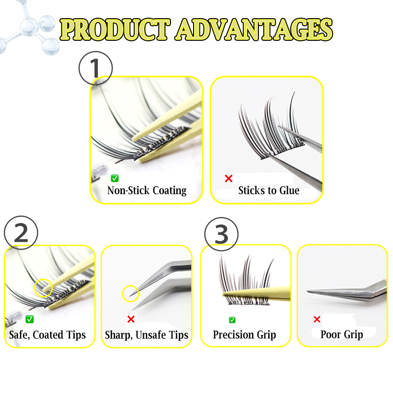 Anti-Stick Applicator ไม่มีกาว - Lash Extension Tweezers บทวิจารณ์และราคา