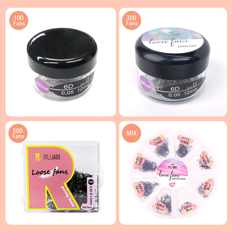 RuJade ขนตาปลอมสำหรับตัวต่อขนต - Eyelash Extension Russian Volume บทวิจารณ์และราคา