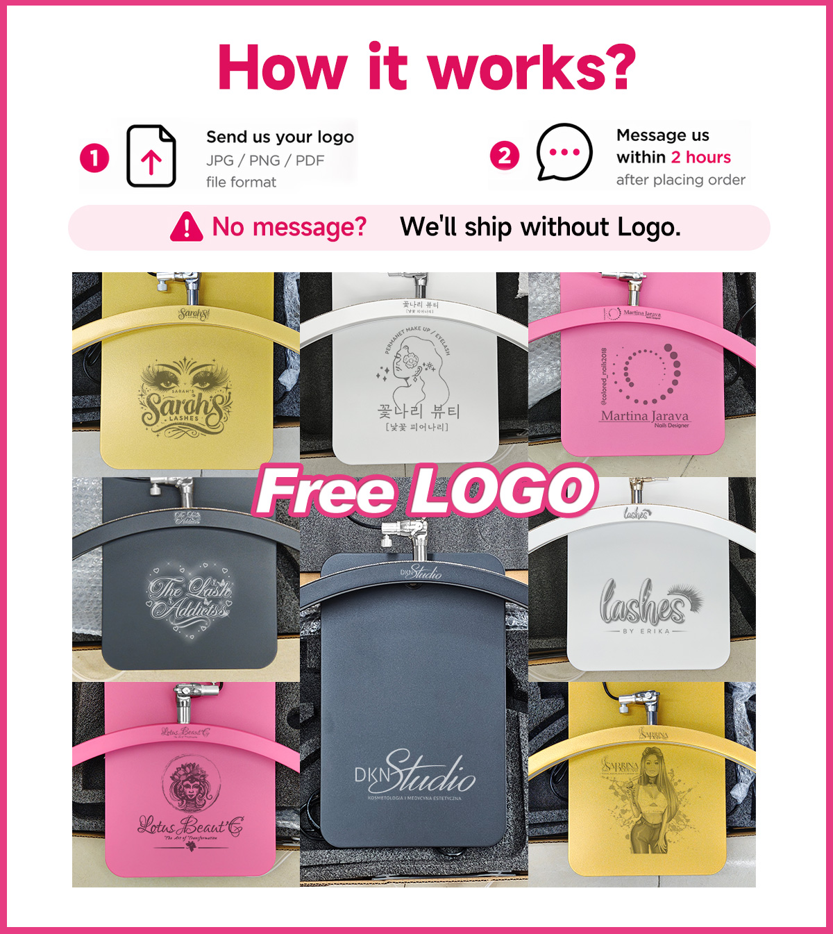 โคมไฟตัวต่อขนตา LED ขนาด23นิ้ว - Eyelash Extension Logo Design บทวิจารณ์และราคา