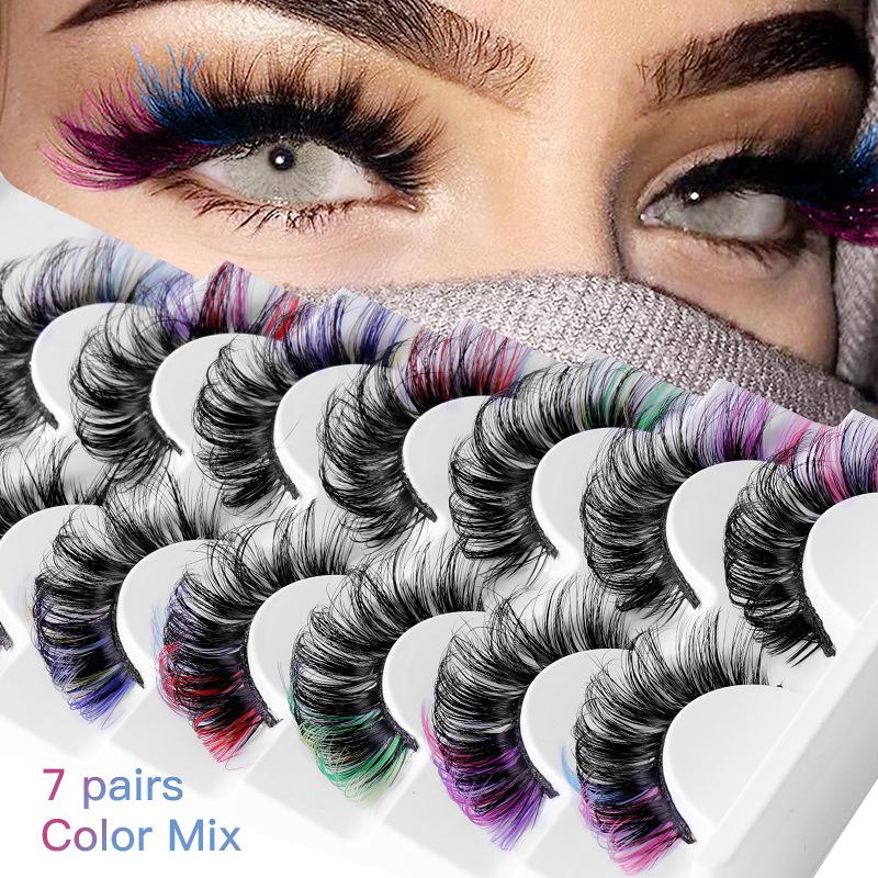 ขนตาปลอมสีสันสดใส 7 คู่ 3 มิติ - Eyelash Extension Russian Volume บทวิจารณ์และราคา
